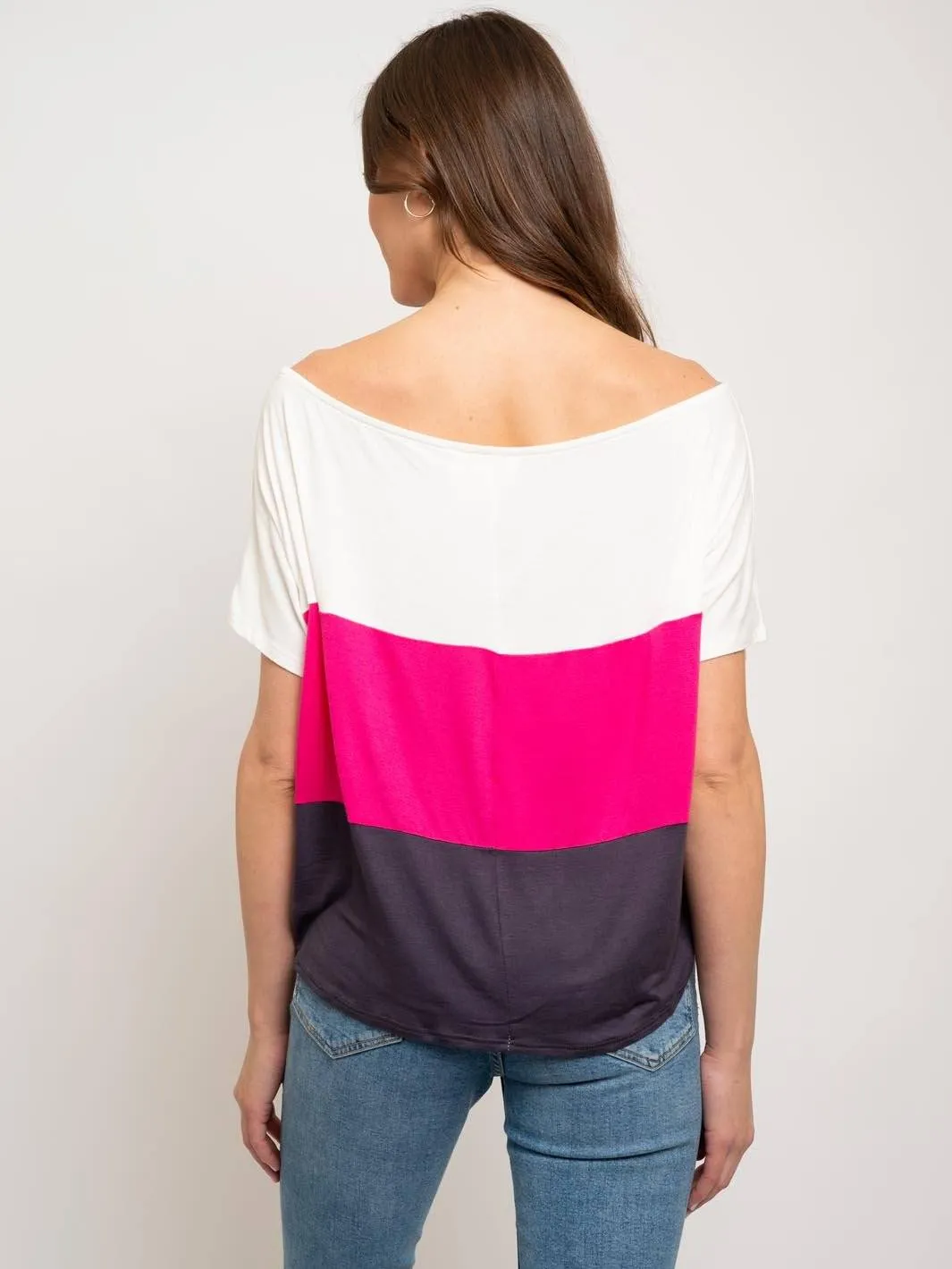 WOMEN'S FRONT TIE COLOR BLOCK TOP