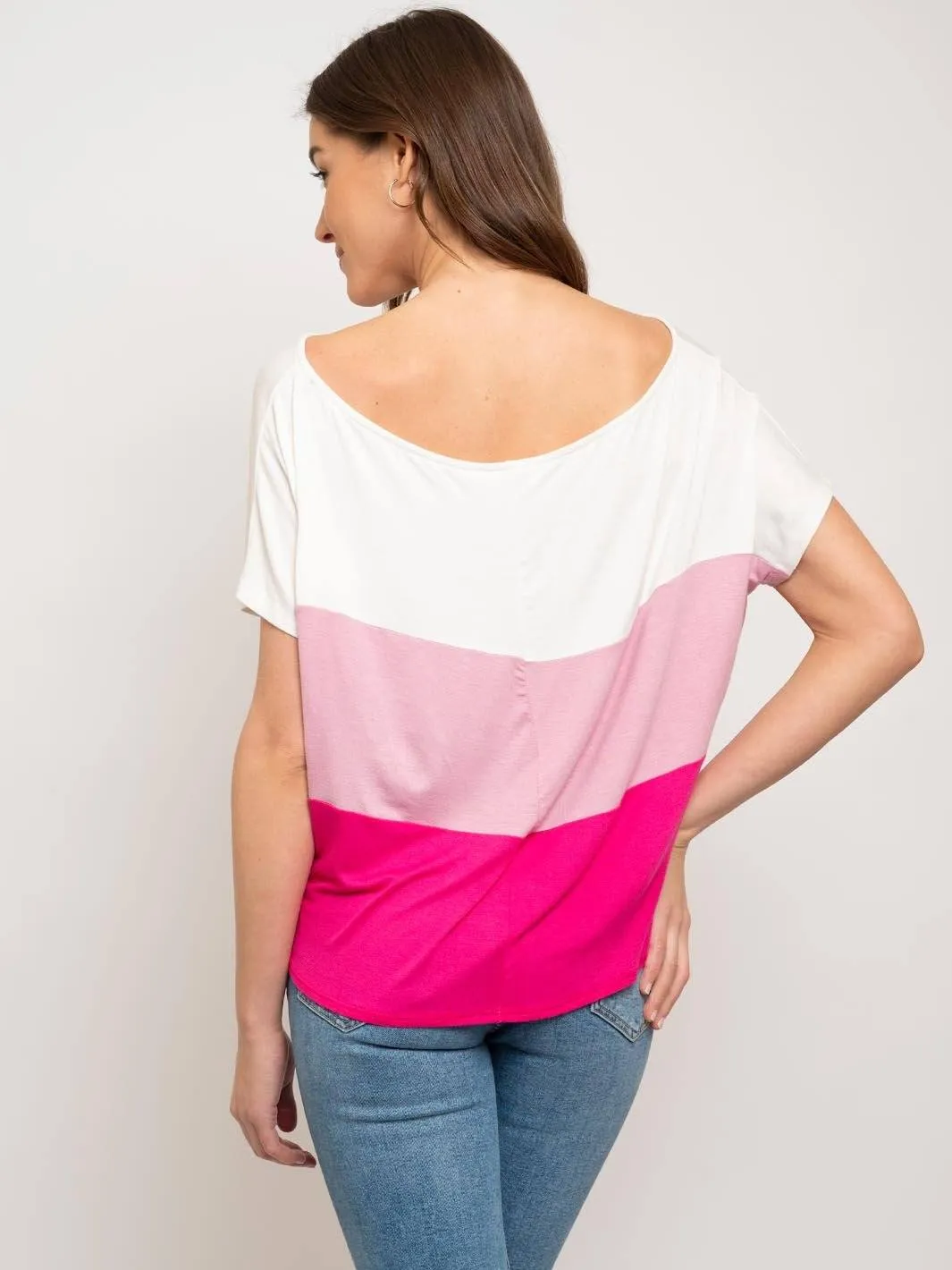 WOMEN'S FRONT TIE COLOR BLOCK TOP