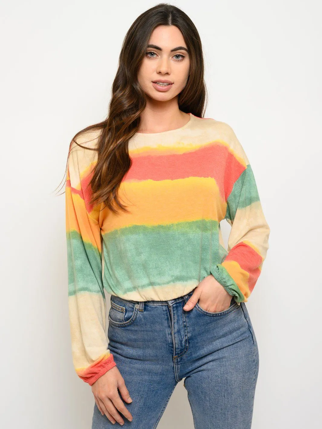 WOMEN'S LONG SLEEVE TIE DYE TOP