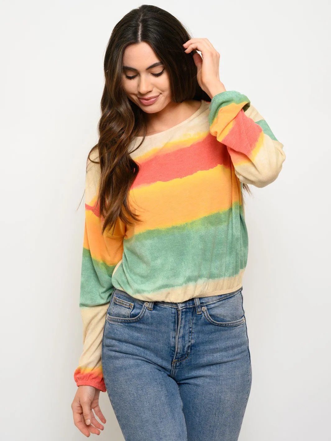 WOMEN'S LONG SLEEVE TIE DYE TOP