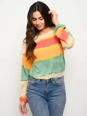 WOMEN'S LONG SLEEVE TIE DYE TOP