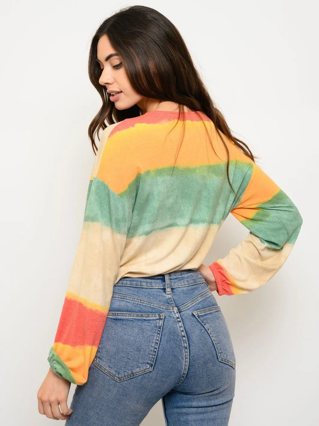 WOMEN'S LONG SLEEVE TIE DYE TOP