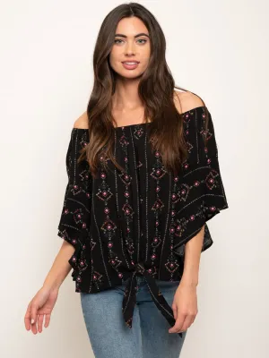 WOMEN'S OFF SHOULDER FRONT TIE TOP
