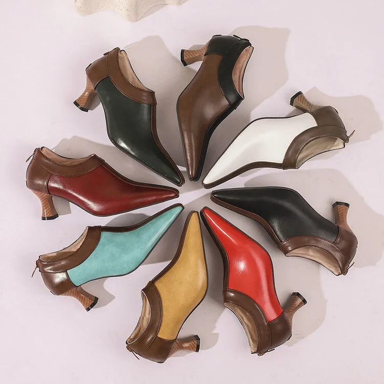 Women's Pointed Toe Hoof Heel Loafer Shoes