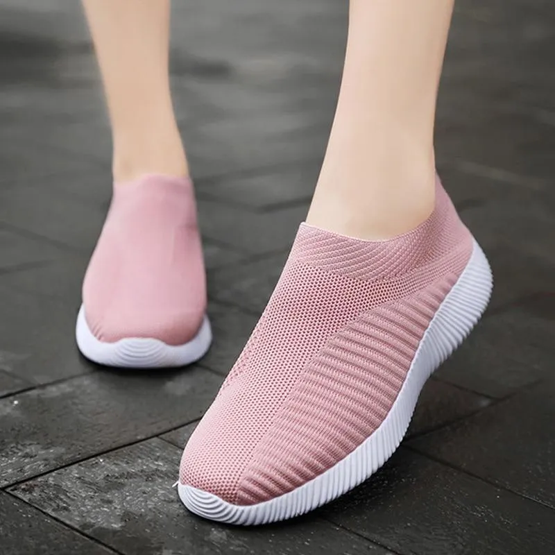 Women's Sneakers Flat Knitting Women Shoes New Plus Size