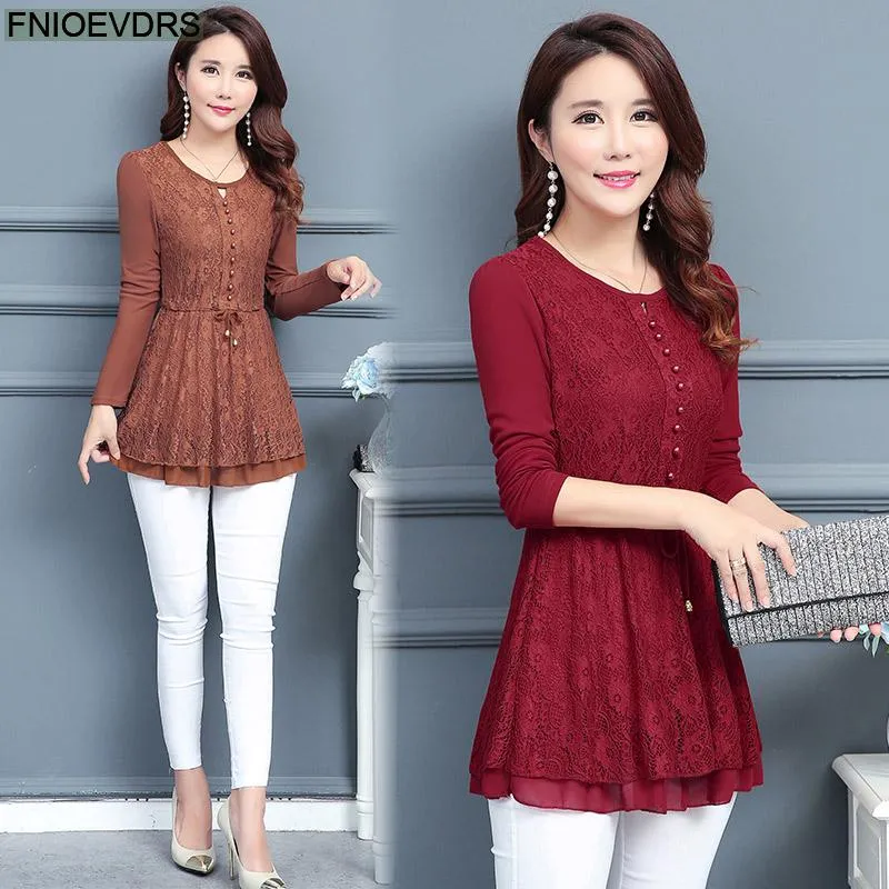 Women's Tunic Long Sleeve Elegant Top Blouses Patchwork Sheer Design Long Top