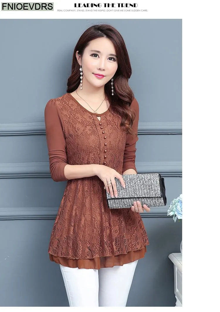 Women's Tunic Long Sleeve Elegant Top Blouses Patchwork Sheer Design Long Top