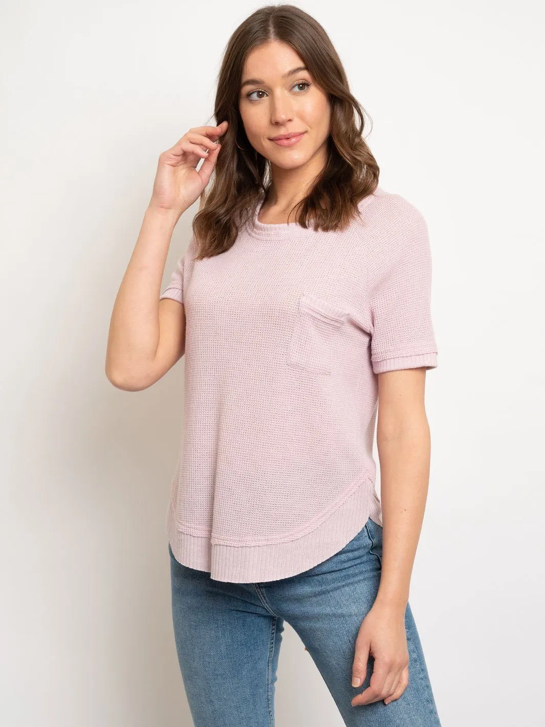 WOMEN'S WAFFLE SHORT SLEEVE TOP