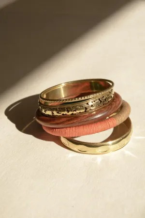 Wood   Brass Bangle Set