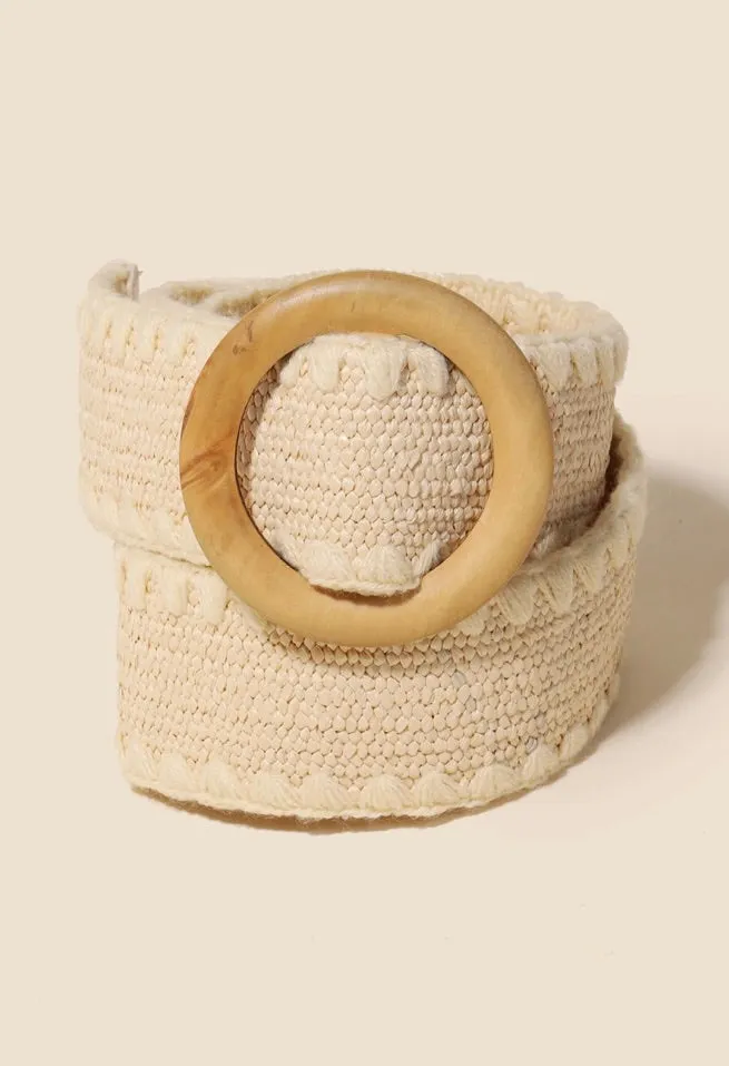 Wooden Round Buckle Braided Fashion Belt