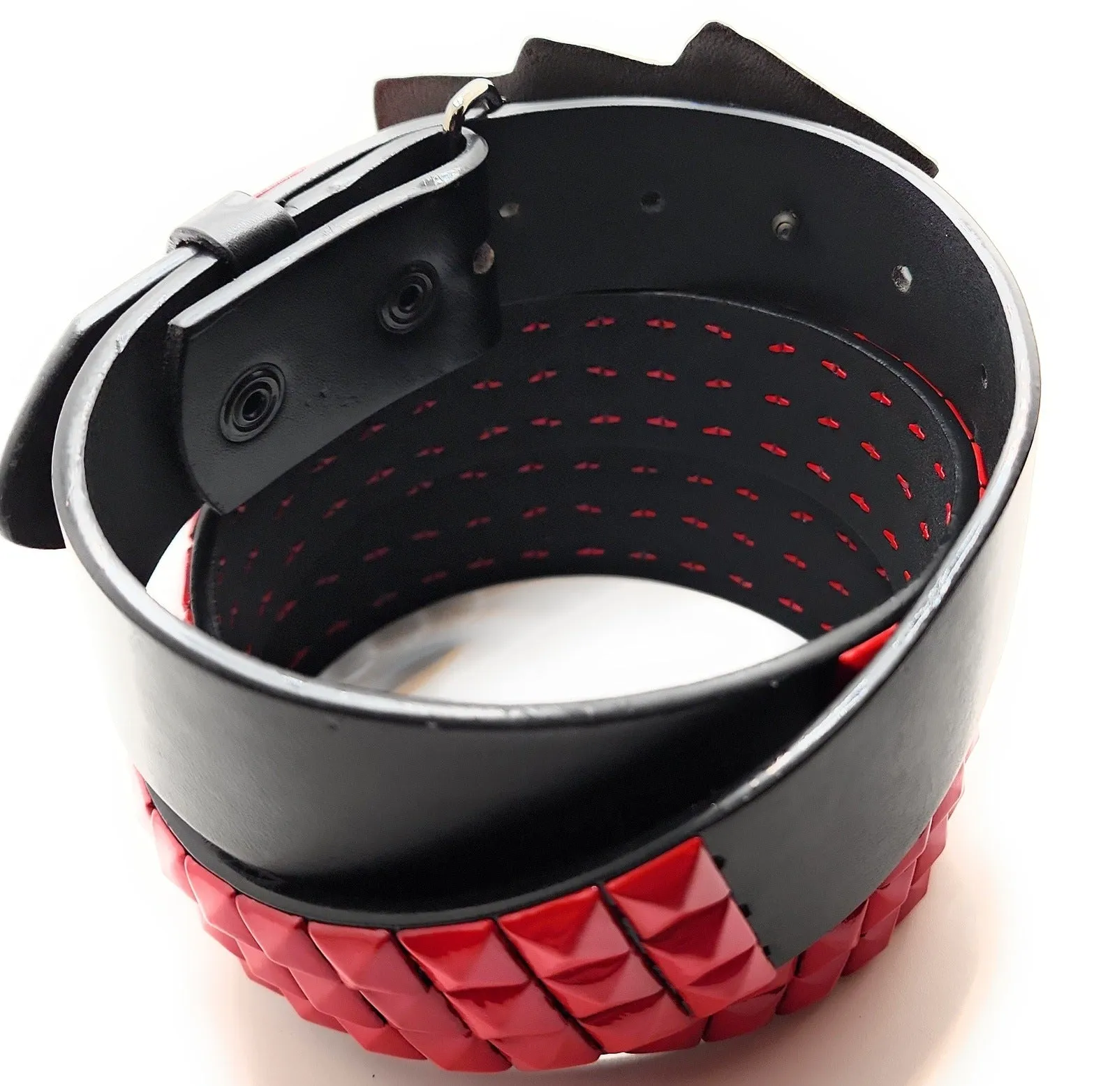 XXXL CONDOMS Belt Buckle and Pyramid Studded Belt