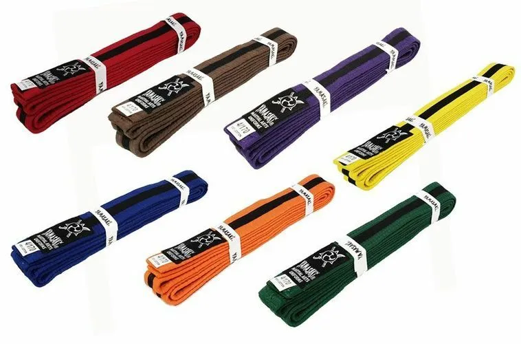 Yamasaki Coloured Striped Martial Arts Belts | [Black Stripe] All Colours