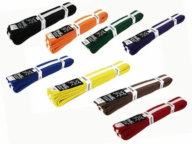Yamasaki Coloured Striped Martial Arts Belts | [White Stripe] All Colours