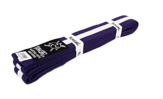 Yamasaki Coloured Striped Martial Arts Belts | [White Stripe] All Colours