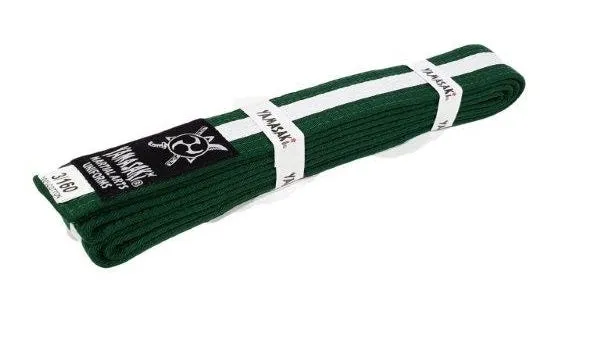 Yamasaki Coloured Striped Martial Arts Belts | [White Stripe] All Colours