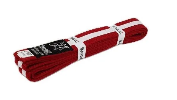 Yamasaki Coloured Striped Martial Arts Belts | [White Stripe] All Colours