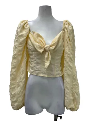 Yellow Front Tie Blouse