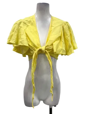 Yellow Tie Front Crop Top