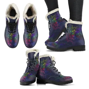 Yin Yang Mandala Faux Fur Eco-Friendly Leather Boots