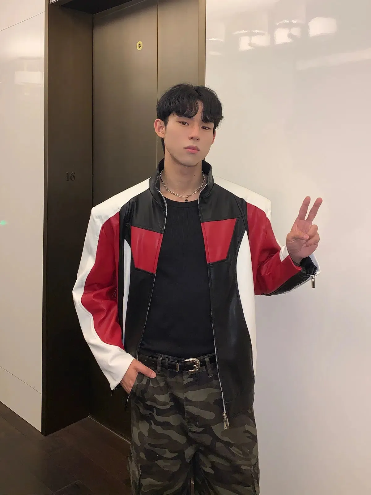 Zip-up Colorblock Motorcycle Jacket