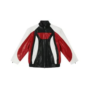 Zip-up Colorblock Motorcycle Jacket