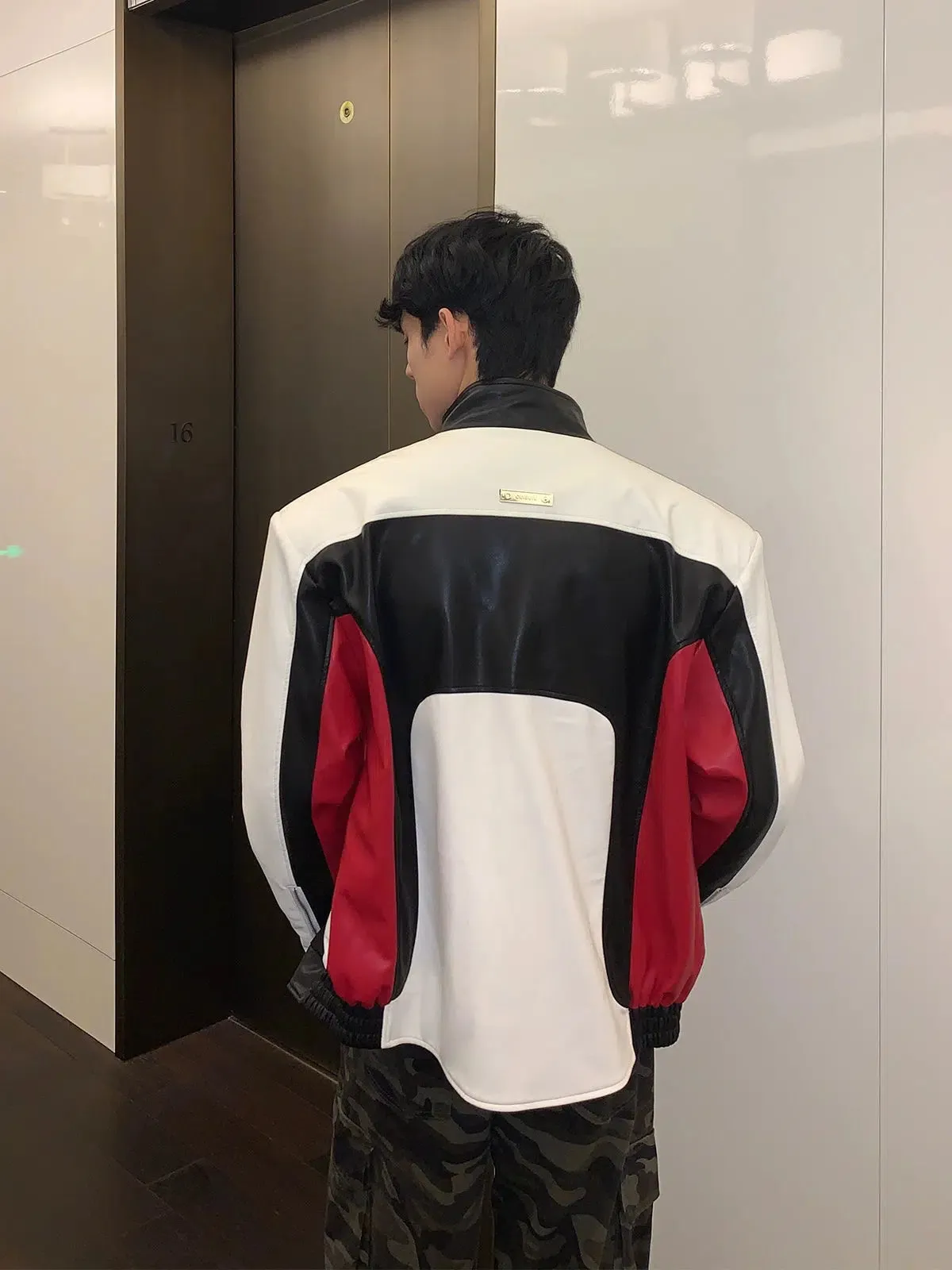 Zip-up Colorblock Motorcycle Jacket